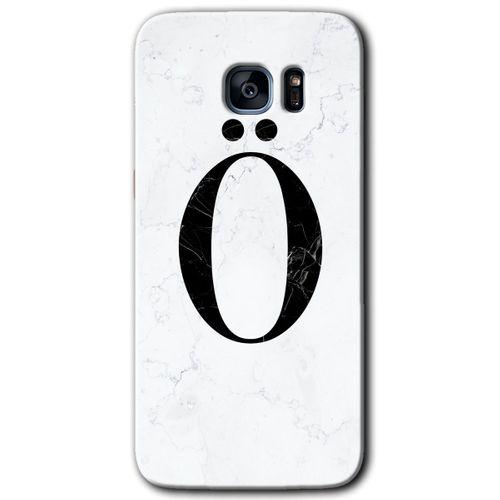 Galaxy S7 Edge Kılıf HD Desen Baskılı Arka Kapak - Beyaz Mermer Desenli Ö Harfi