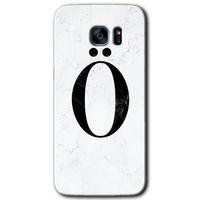 Galaxy S7 Edge Kılıf HD Desen Baskılı Arka Kapak - Beyaz Mermer Desenli Ö Harfi
