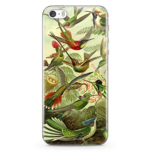 Apple iPhone 5s Kılıf Suluboya Trochilus Arka Kapak Koruma Desenli Full Koruyucu