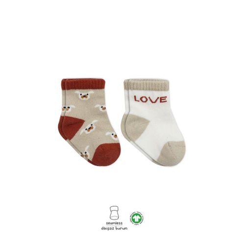 Bistyle Bistyle 2'Li Love Dog Penye Soket Çorap 10118 Bej