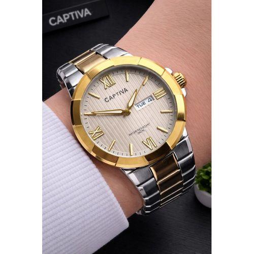Captiva Bileklik Hediyeli Çelik Kordon Haftanın Günü Ve Takvimli Kadran Erkek Kol Saati CT.M.001.M4