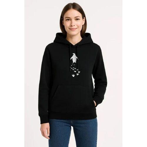 Nihilist Penguen Temalı Oversize Kapüşonlu Sweatshirt - Siyah