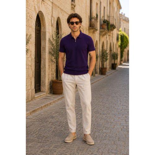 ALEXANDERGARDI Erkek Polo Yaka Fermuarlı Triko T-shirt (AG-50025)