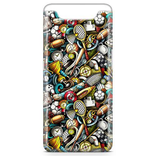 Samsung Galaxy A80 Kılıf Sporcu Doodle Arka Kapak Koruma Desenli Full Koruyucu