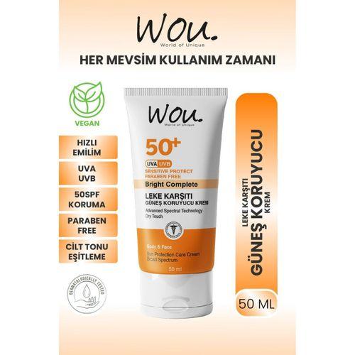 Leke Karşıtı Yüksek Koruma Güneş Kremi SPF50 50 ml Wou Yüksek Koruma Güneş Kremi