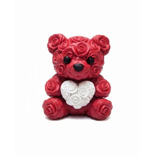 3d Gül Tasarımlı Kalp Ayıcık 10cm Şık Dekoratif Biblo