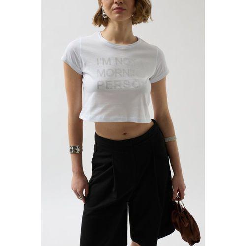Taş Detay Crop T-Shirt