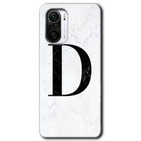 Potkal Hediye Fabrikası Xiaomi Redmi K40 Pro Kılıf HD Desen Baskılı Arka Kapak - Beyaz Mermer Desenli D Harfi