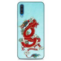 Samsung Galaxy A30s Kılıf Dragons (22) Tam Koruma Kılıfı Ejderha Dövme Kırmızı