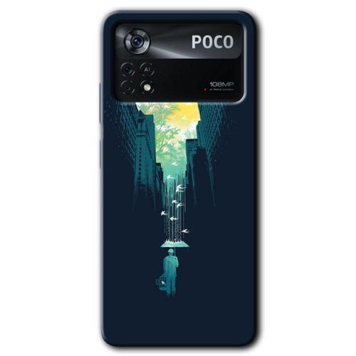 Poco x4 Pro Kılıf HD Desen Baskılı Arka Kapak + Temperli Cam - City Bird Sky