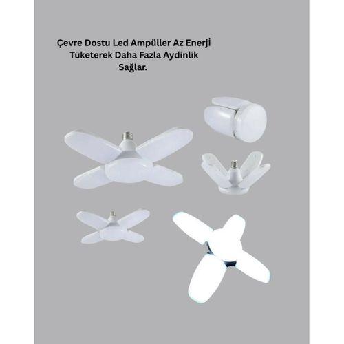 Katlanabilir 4 Kollu Led Ampül 60 Watt 6000 Lumen Beyaz Işık