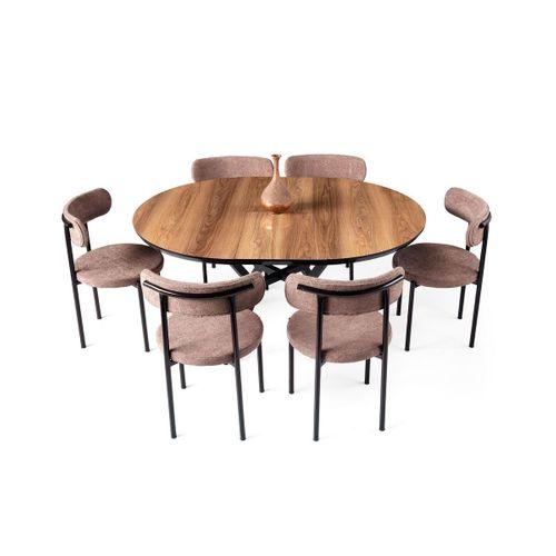 Roza Yuvarlak HighGloss Açılır Mutfak Yemek Masası 120cm