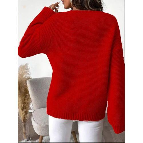 Kadın Uzun Kollu V Yakalı Düğmeli Triko Bluz