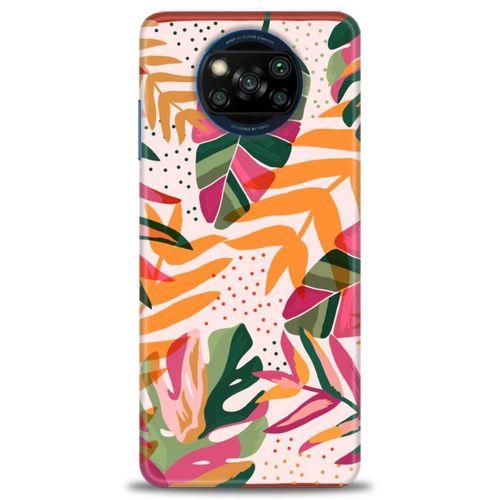 Xiaomi Poco X3 NFC Kılıf HD Baskılı Kılıf - Turuncu Pembe + Tam Ekran Koruyucu