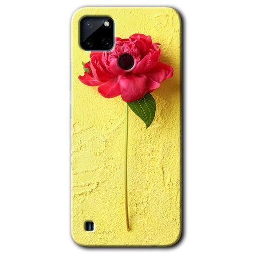 MRCİLETİSİM Realme C21 Kılıf Baskılı Kapak - Kırmızı Gül + 5D Tam Kaplayan Cam