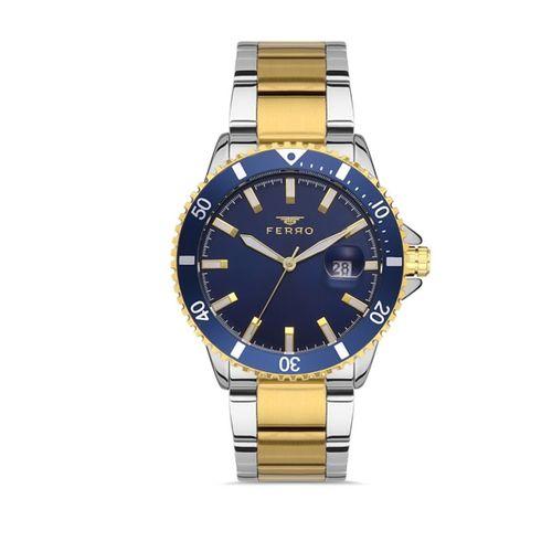 Ferro 42 mm Sarı ve Gümüş Çelik Kordon Erkek Kol Saati F11238A-D3 F11238A-D3