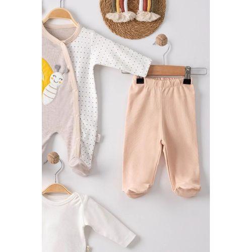 Kelebek Nakışlı Tulumlu % 100 Pamuk Erkek Bebek 5'li Set