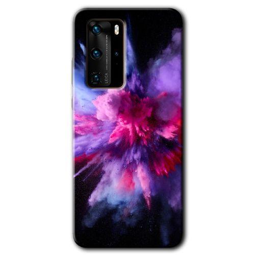 Potkal Hediye Fabrikası Huawei P40 Pro Kılıf HD Desen Baskılı Arka Kapak - Color Splash Purple