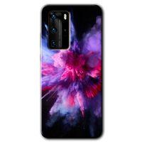 Potkal Hediye Fabrikası Huawei P40 Pro Kılıf HD Desen Baskılı Arka Kapak - Color Splash Purple