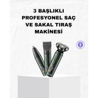 Şarjlı Ve Kablosuz 3 Başlıklı Profesyonel Bakım Seti – Saç, Sakal, Burun Ve Kulak Düzeltici