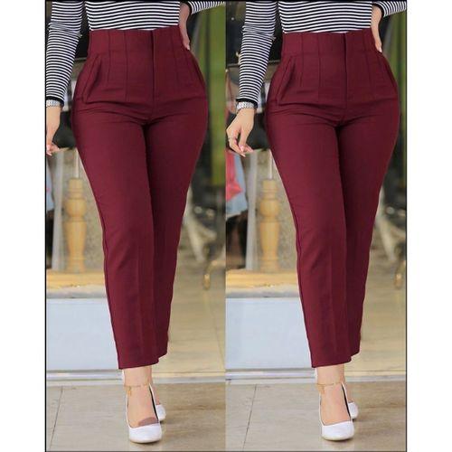 Kadın üste Oturan Paçası Bilek üzerinde Biten Atlas Kumaş Pantolon 36 (S) - 48 (4XL)