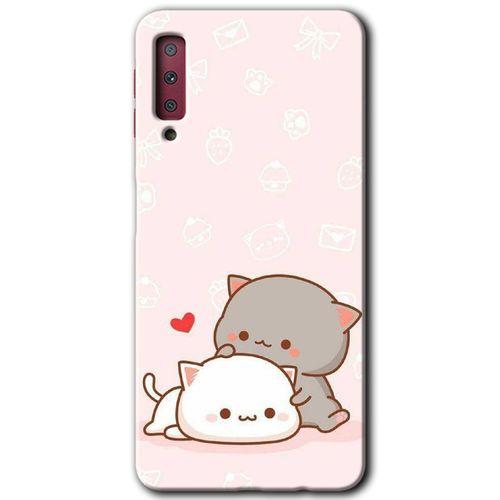 Galaxy A7 2018 Kılıf HD Desen Baskılı Arka Kapak - Kedi Aşkı