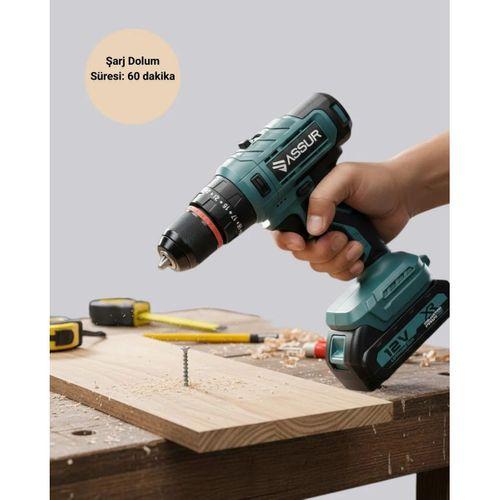 Güçlü Şarjlı Matkap Vidalama Çift Batarya