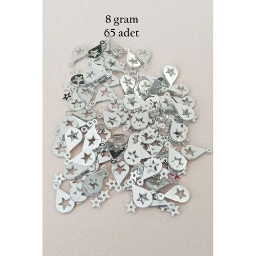 Oya Abiye Bileklik Kolye Pleksi Metalik Plastik Pul Gümüş Renk 8 gram 65 adet - BNC521