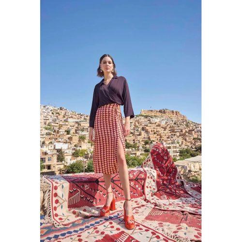 Etnik Desenli Saten Etek Takımı