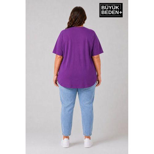 Süperlife Büyük Beden Kadın Bisiklet Yaka Basic Oval Etek Detalylı 3xl-6xl Uzun Tunik SPR26BTSK502