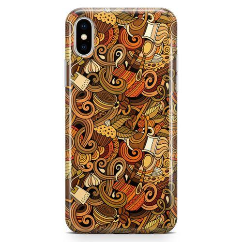 Apple iPhone X Kılıf Doodle Türk Kahvesi Arka Kapak Koruma Desenli Full Koruyucu