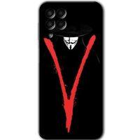 MRCİLETİSİM Samsung Galaxy M33 Kılıf Baskılı Kapak - V for +Tam Ekran Koruyucu