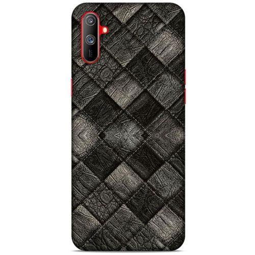Oppo Realme C3 Kılıf Patchwork (25) Antişok Kapak Siyah Gri