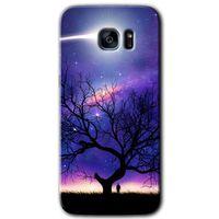 MRCİLETİSİM MRCİLETİSİM Samsung Galaxy S7 Edge Kılıf HD Desen Baskılı Arka Kapak + Temperli Cam - Uzay Silüet