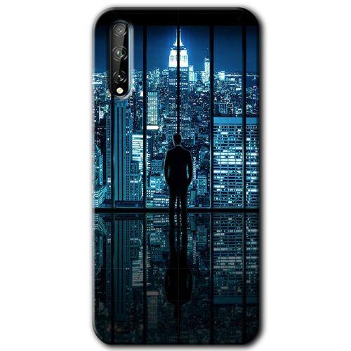 Huawei P Smart S Kılıf HD Desen Baskılı Arka Kapak + Temperli Cam - Şehir Manzarası