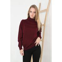 Yarım Boğaz Triko Kazak Yumuşak Dokulu Pamuklu Ince Dokuma, Uzun Kollu Rahat Regular Kalıp - Bordo