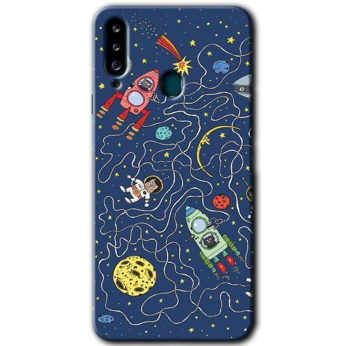 MRCİLETİSİM Samsung Galaxy A20s Kılıf Baskılı Kapak - Kedi Galaksi +Tam Kaplayan Mat Seramik