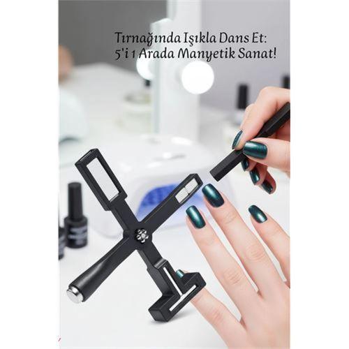 5 Etkili Cat Eye Oje Mıknatısı Seti - Profesyonel Kedi Gözü Manyetik Jel Oje Tasarım Aracı