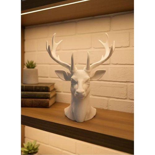 Dekoratif Beyaz Geyik Biblo Salon Ve Raf Dekoru