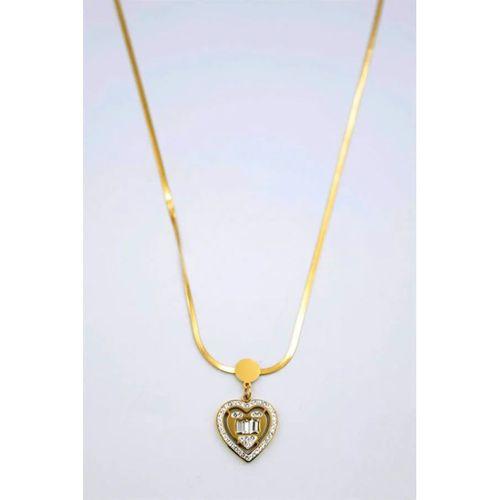 Baget Taşlı  Kalp Kolye - Altın