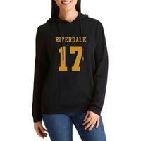 Riverdale 17 Baskılı Siyah Kadın Kapşonlu Sweatshirt