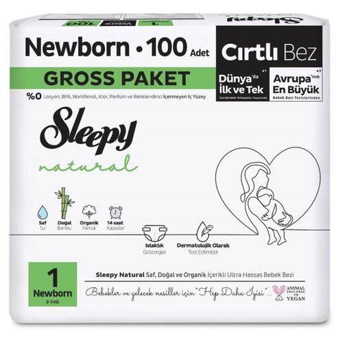Çocuk Sleepy Natural Bebek Bezi Gross Paket 1 Beden 2-5 Kg 100 Adet