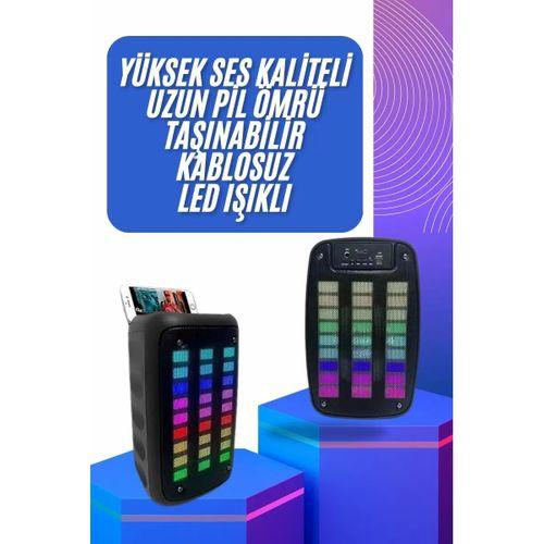 Taşınabilir 6.5 İnç Led Bluetooth Kareoke Hoparlör Rgb Işıklı Radyolu