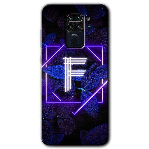 MRCİLETİSİM Xiaomi Redmi Note 9 Kılıf HD Desen Baskılı Arka Kapak + Temperli Cam - Dark Neon Yaprak F Harfi