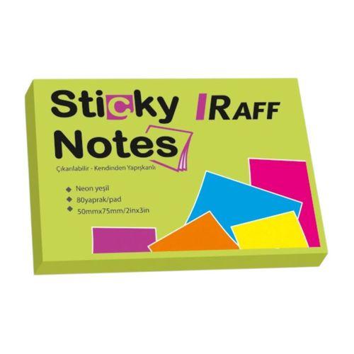 RAFF NEON YEŞİL YAPIŞKANLI NOT KAĞIDI ( 75 mm x 50 mm)