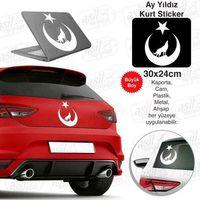 Türkiye Ay Yıldız Bayrak Kurt Beyaz Sticker - Araç Oto Araba Etiket, Çıkartma, Modifiye, Aksesuar