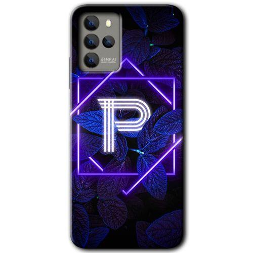 Omix X700 Kılıf HD Desen Baskılı Arka Kapak - Dark Neon Yaprak P Harfi