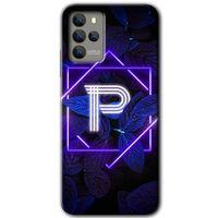 Omix X700 Kılıf HD Desen Baskılı Arka Kapak - Dark Neon Yaprak P Harfi