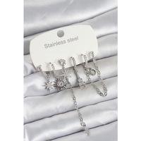 316L Çelik Gümüş Renk 6'lı Set Charmlı Kadın Küpe