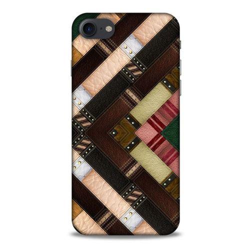 Apple Iphone 8 Kılıf Patchwork (7) Telefon Kılıfı Koyu Kahverengi